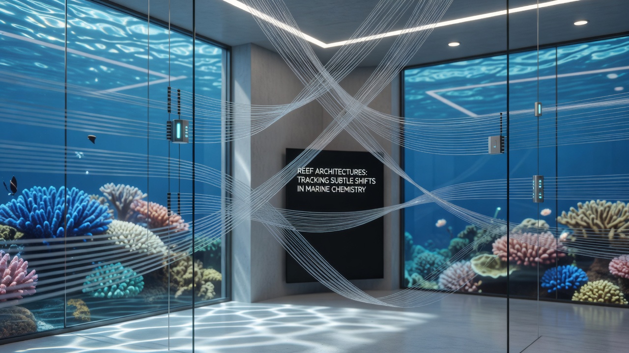 Close-up of fiber optic threads integrated into a modular reef architecture frame underwater